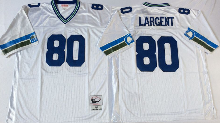 Men NFL Seattle Seahawks 80 Largent white Mitchell Ness jerseys